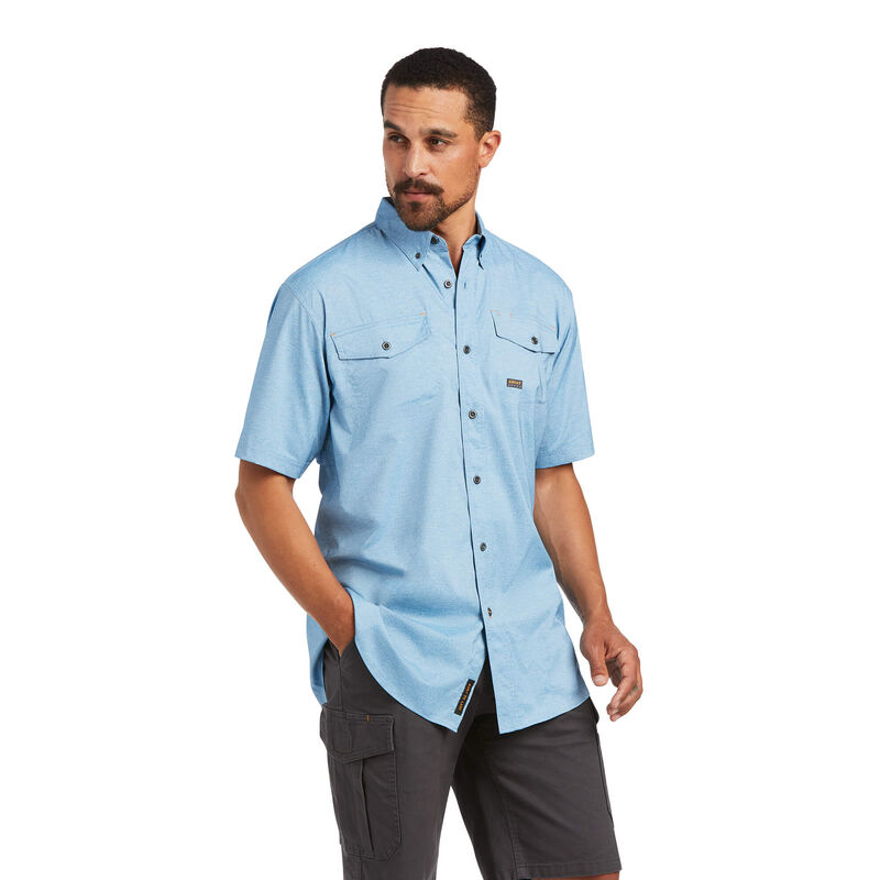 Ariat Hemden Herren - Rebar Made Tough Venttek Durastretch Work Blau ( QFNJS-8341 )